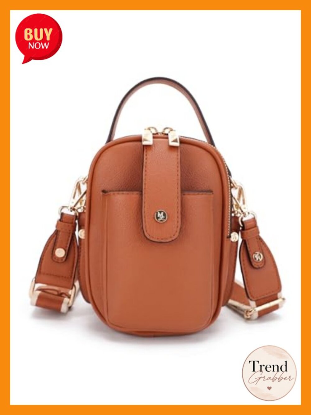 Vegan Leather Multi Compartment Crossbody Bag Adjustable Strap
